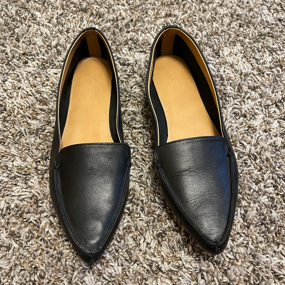JCrew black loafers real leather size 8